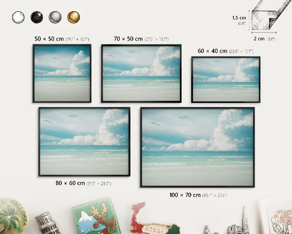 Vacation magnet board with a black frame Maritime harmony