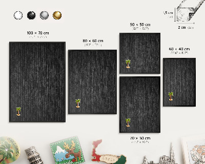 Metal wall board for magnets in a black frame Brick wall