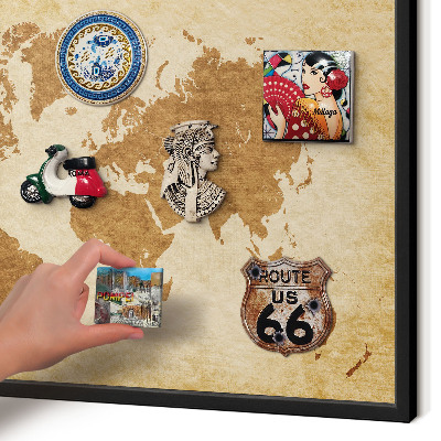 Vacation magnet board with a black frame Vintage map