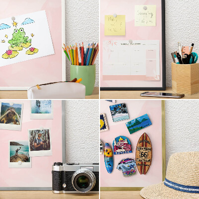 Vacation magnet board with a black frame Delicate pink
