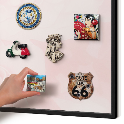 Vacation magnet board with a black frame Delicate pink