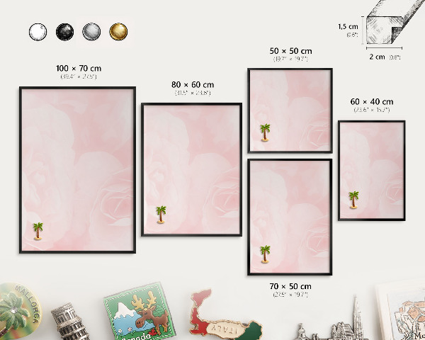 Vacation magnet board with a black frame Delicate pink