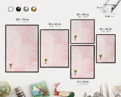 Vacation magnet board with a black frame Delicate pink
