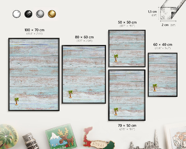 Metal wall board for magnets in a black frame Rustic boards