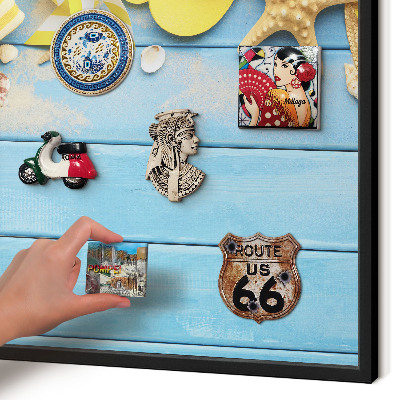 Metal wall board for magnets in a black frame Beach vibe