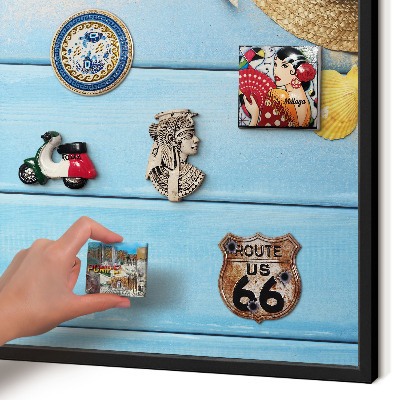 Metal wall board for magnets in a black frame Beach vibe