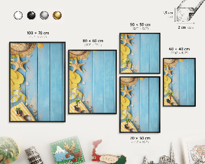 Metal wall board for magnets in a black frame Beach vibe