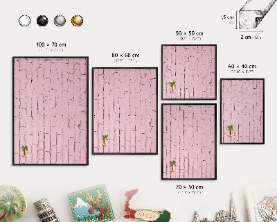 Vacation magnet board with a black frame Pink brick