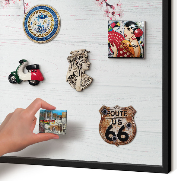 Metal wall board for magnets in a black frame Blooming Elegance