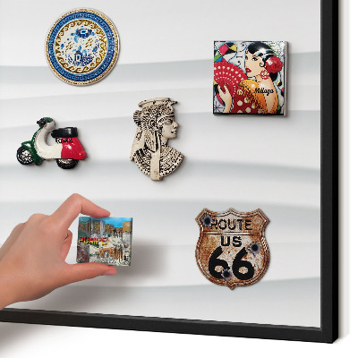 Vacation magnet board with a black frame White waves