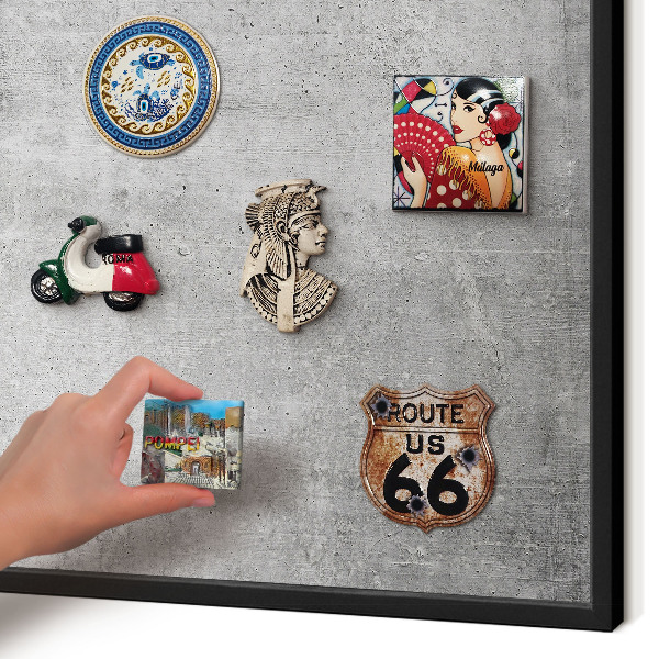 Vacation magnet board with a black frame Concrete pattern
