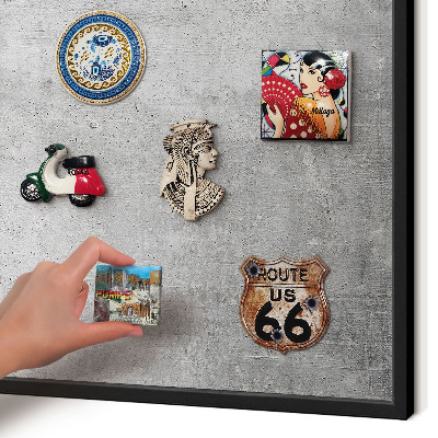 Vacation magnet board with a black frame Concrete pattern
