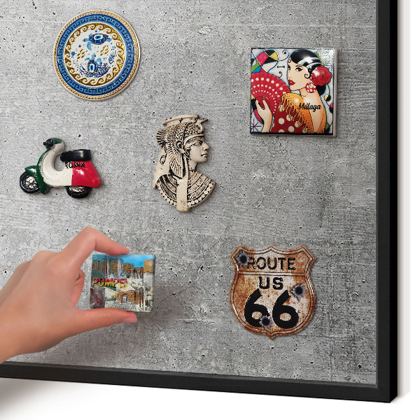 Vacation magnet board with a black frame Concrete pattern