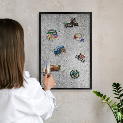 Vacation magnet board with a black frame Concrete pattern
