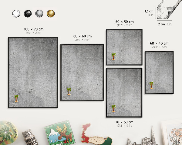 Vacation magnet board with a black frame Concrete pattern
