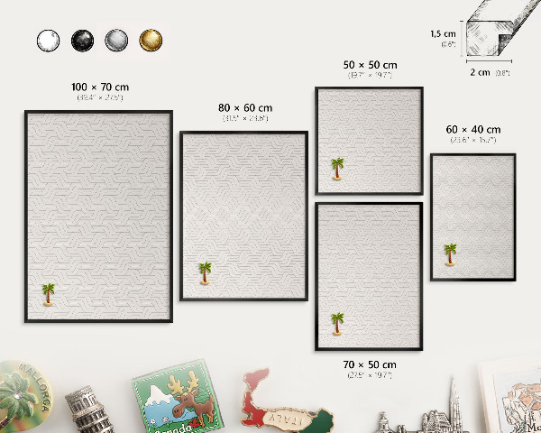 Vacation magnet board with a black frame Gentle waves