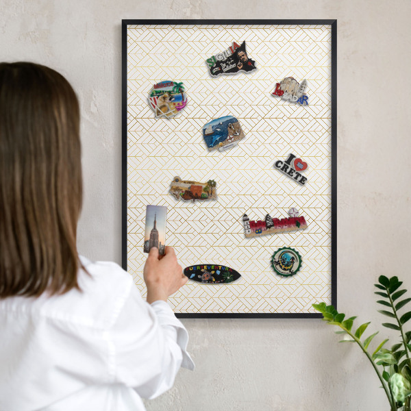 Vacation magnet board with a black frame Leaf geometry