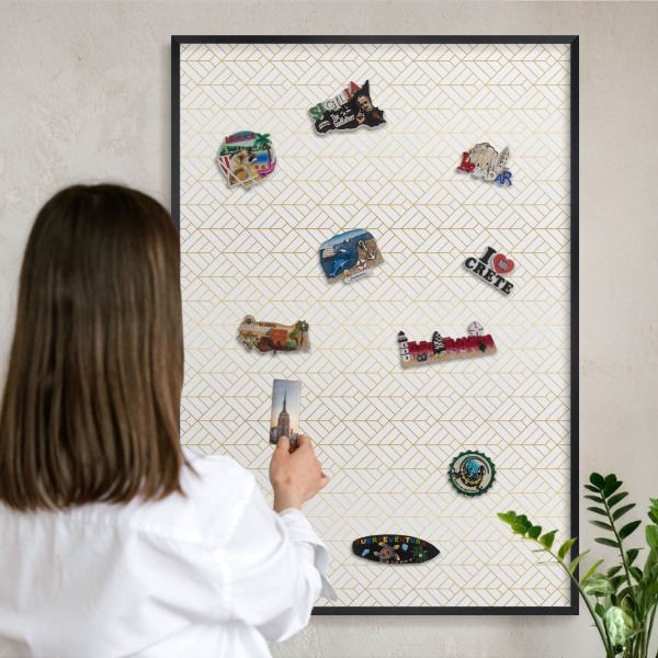 Vacation magnet board with a black frame Leaf geometry