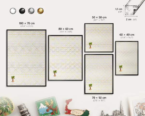 Vacation magnet board with a black frame Leaf geometry