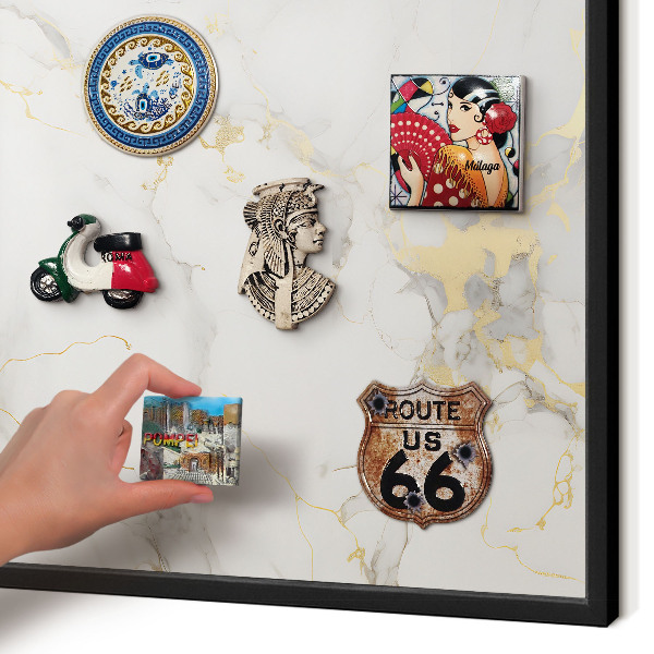 Vacation magnet board with a black frame Delicate elegance