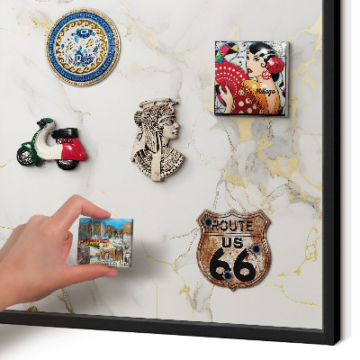 Vacation magnet board with a black frame Delicate elegance