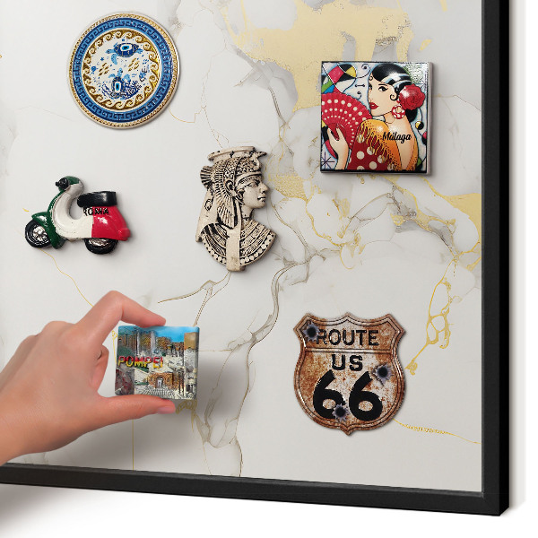 Vacation magnet board with a black frame Delicate elegance