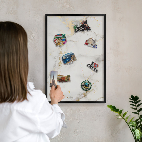 Vacation magnet board with a black frame Delicate elegance