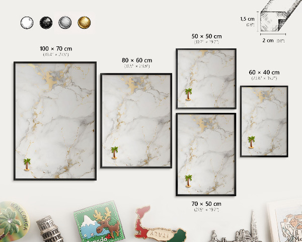 Vacation magnet board with a black frame Delicate elegance