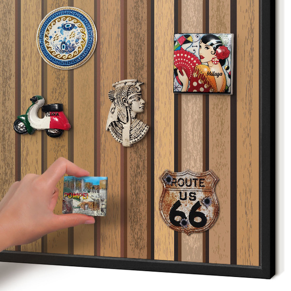 Vacation magnet board with a black frame Warm belts