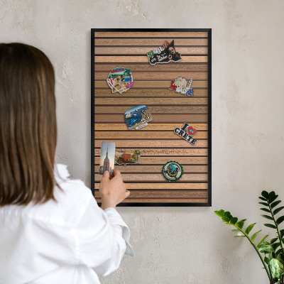 Vacation magnet board with a black frame Warm belts