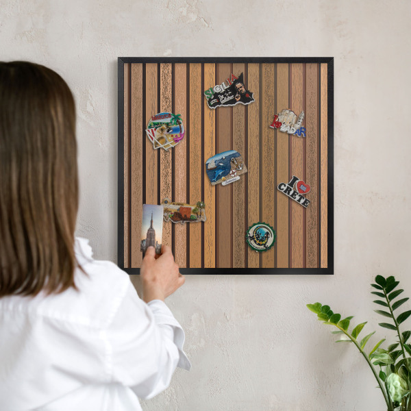 Vacation magnet board with a black frame Warm belts