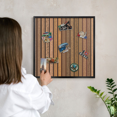 Vacation magnet board with a black frame Warm belts