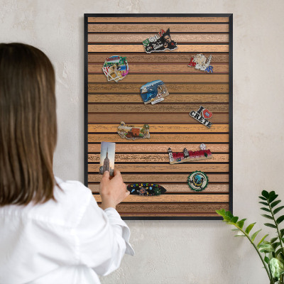 Vacation magnet board with a black frame Warm belts