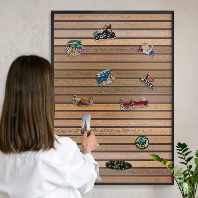Vacation magnet board with a black frame Warm belts
