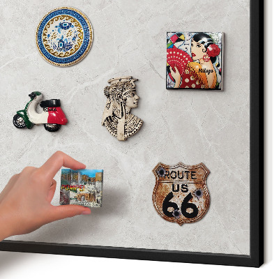 Vacation magnet board with a black frame Gray marble