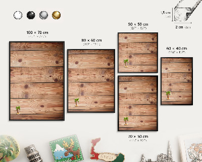 Vacation magnet board with a black frame Wooden boards