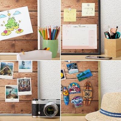 Metal wall board for magnets in a black frame Wooden boards