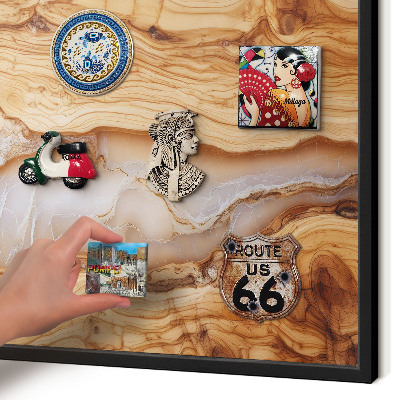 Vacation magnet board with a black frame Wooden elegance