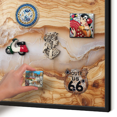 Vacation magnet board with a black frame Wooden elegance
