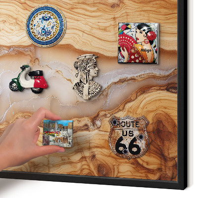 Vacation magnet board with a black frame Wooden elegance