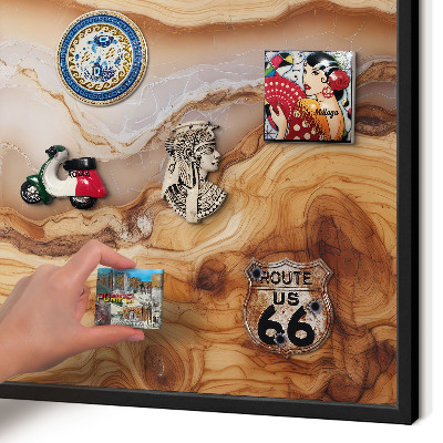 Vacation magnet board with a black frame Wooden elegance