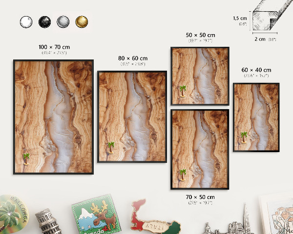 Vacation magnet board with a black frame Wooden elegance