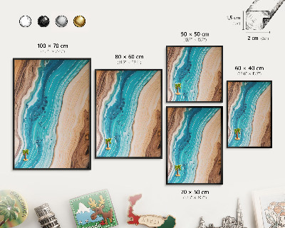 Metal wall board for magnets in a black frame Earth's layers