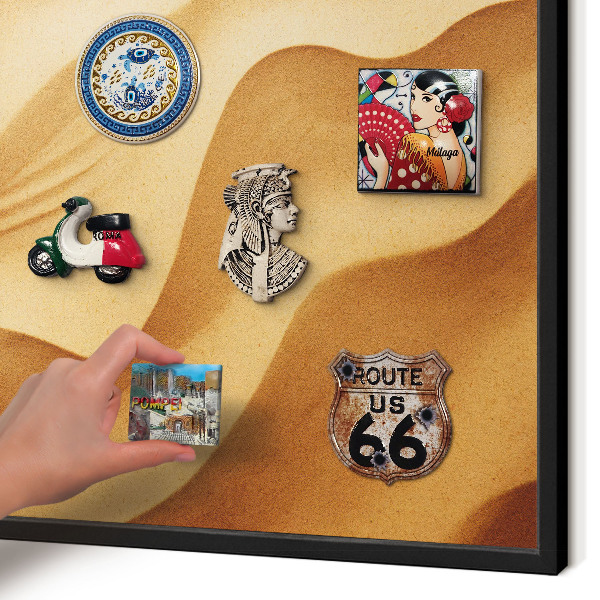 Vacation magnet board with a black frame Sand waves
