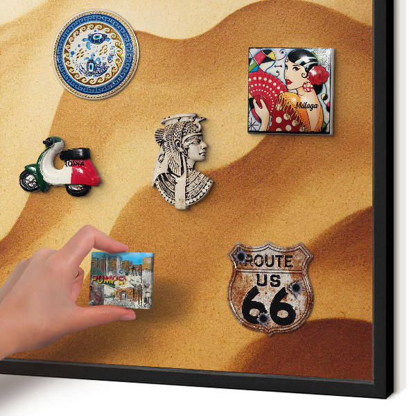 Vacation magnet board with a black frame Sand waves