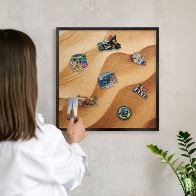 Vacation magnet board with a black frame Sand waves