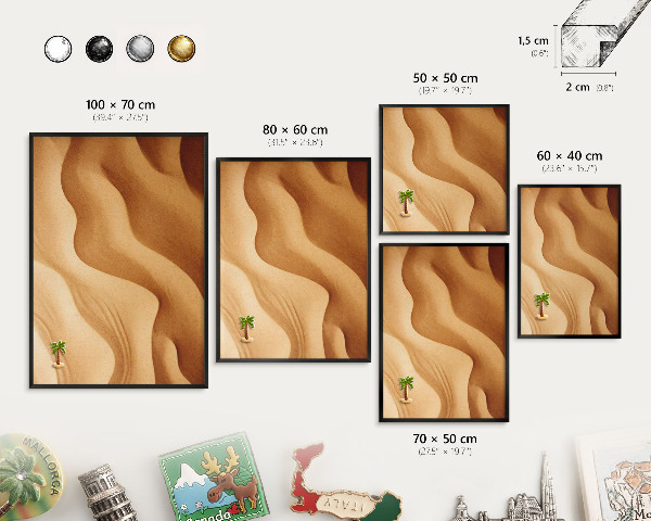 Vacation magnet board with a black frame Sand waves