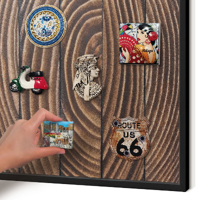 Vacation magnet board with a black frame Wood structure