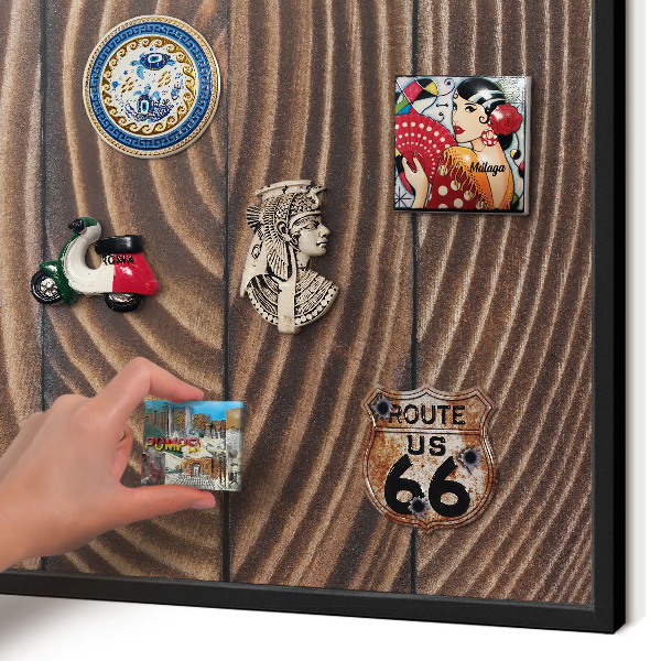 Vacation magnet board with a black frame Wood structure
