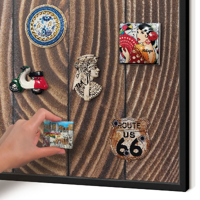 Vacation magnet board with a black frame Wood structure